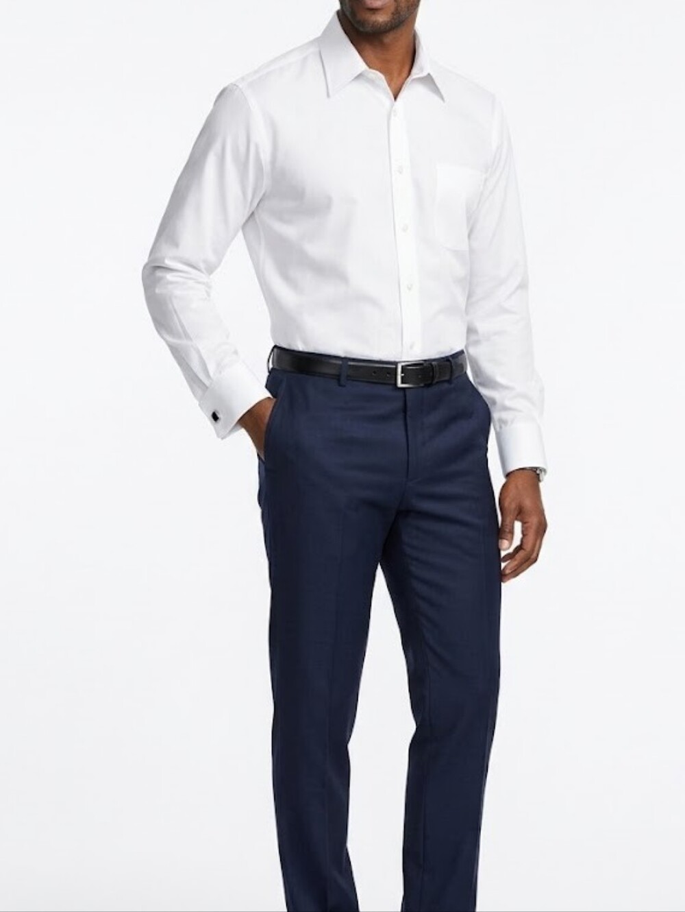 Paul Fredrick White Long-Sleeve Dress Shirt